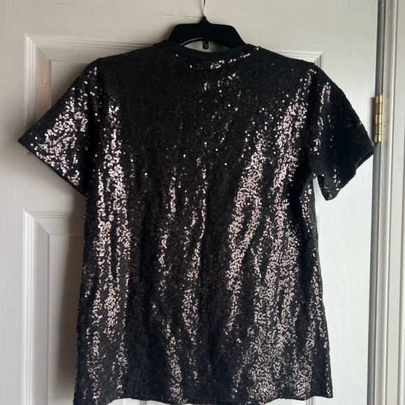 DKNY women's crew neck sequin top Drk charcoal Gray size S - Picture 5 of 10